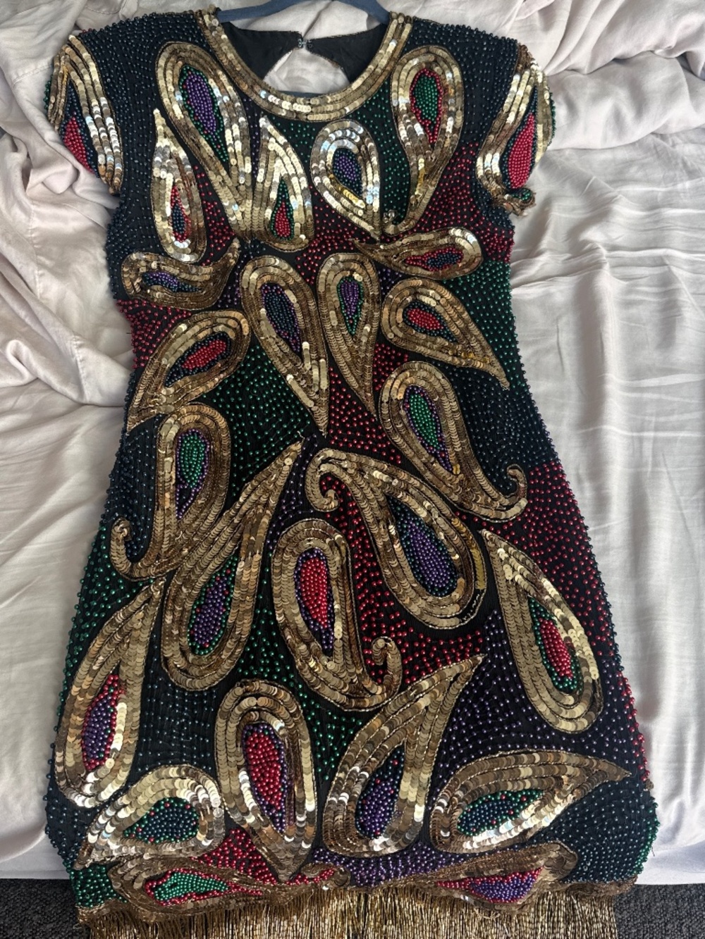 VINTAGE HAND BEADED flapper dress. Size 4/6